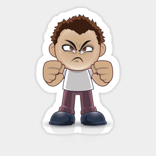 angry cute brown boy Sticker